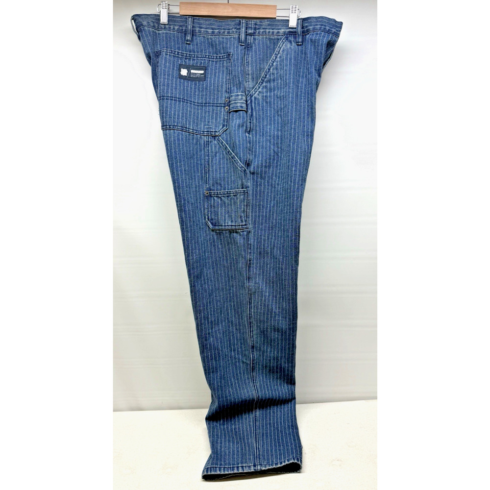 Baggy Jeans by UNDEFEATED Hickory Stripe Blue Denim Carpenter Mens 38x32